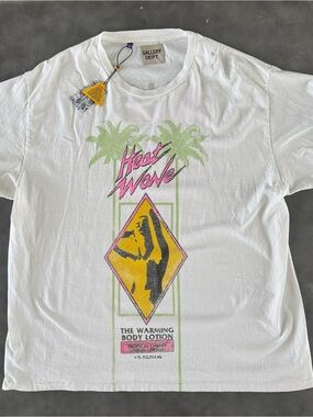 Gallery Dept White 'Heat Wave' Graphic Tee with Pink & Yellow Accents